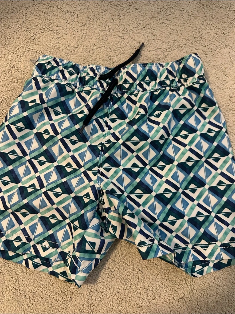 Blue Gingham and Geometric Swim Shorts Set